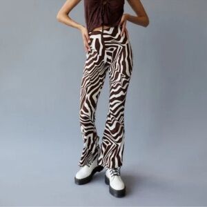 Urban Renewal Brown and White Zebra Flare Pants